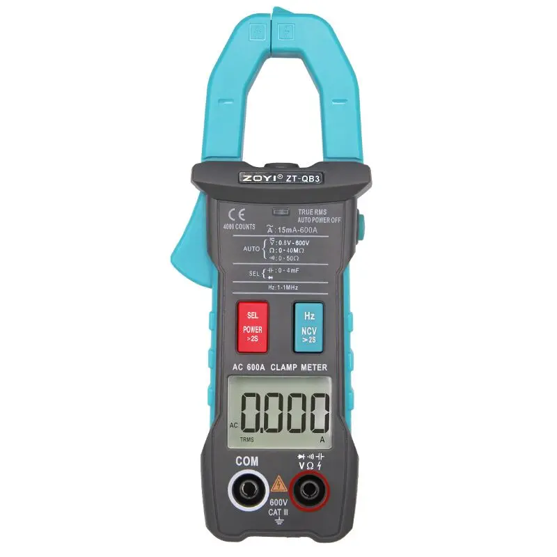 

ZOYI ZT-QB3 Automatic 600A AC current 600V Voltage Capacity Ohm Frequency Digital Clamp Multimeter