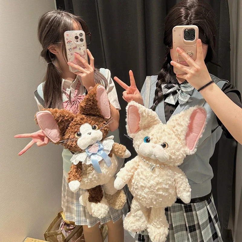 

NEW Cute Curly Cat Plush Doll Backpack With Straps Stuffed Animal Toy Bag For Girls Travel Shoulder Bag School Birthday Present