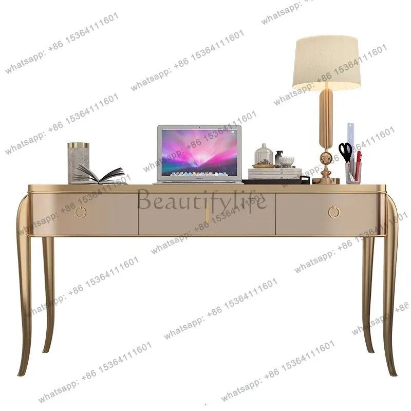 

Light luxury desk and chair post-modern simple home study office writing desk solid wood baking paint