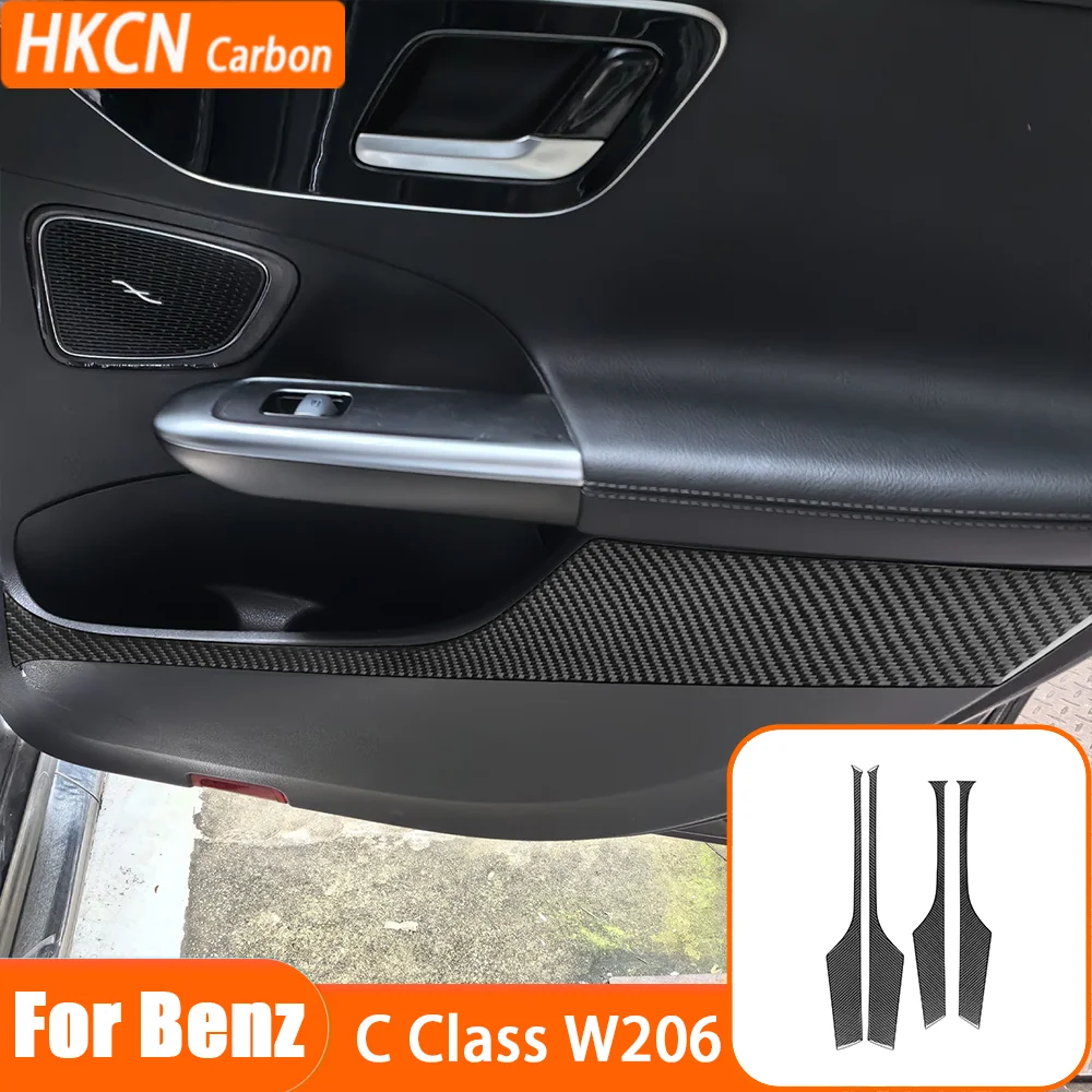 

For Benz C-Class W206 2022+ Car Accessories Door Scuff Guard Protector Carbon Fiber Interior Panel Set Sticker Modification