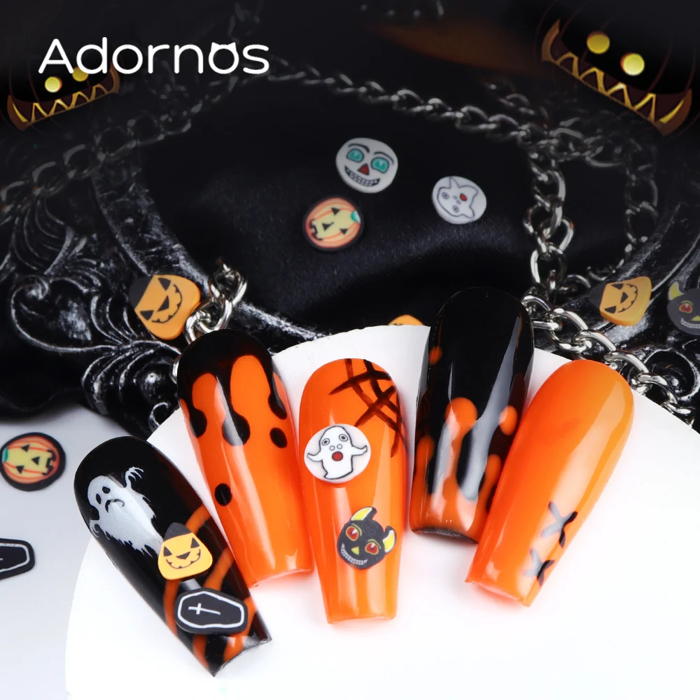 Halloween DIY Accessories Ghost Skulls Pumpkin Polymer Clay Slices Halloween Resin Mold Filling Shaker Fillers Sprinkles Crafts