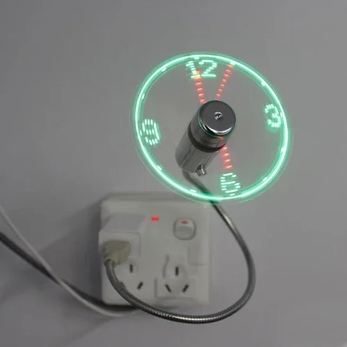 ساعات مروحة USB LED عرض ساعة صغيرة في الوقت الحقيقي توقيت الساعة مروحة مضيئة ضوء الليل مصباح ساعة معصم الصيف يجب