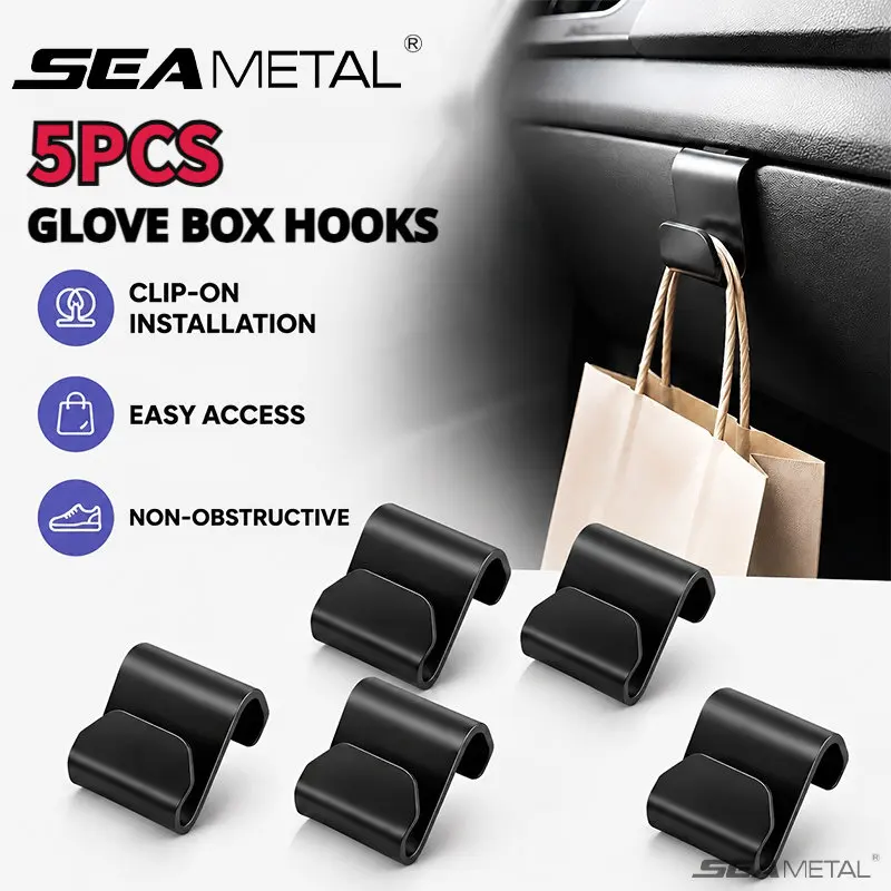 SEAMETAL 5PCS Ganchos Universais para Carro, Ganchos de Armazenamento Montados na Parede para Porta-Luvas, Acessórios para Interior de Carro
