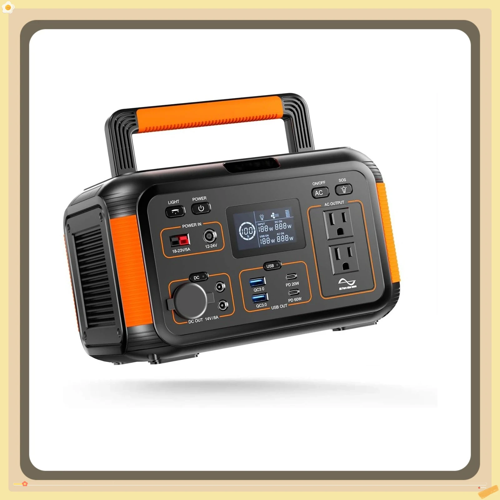 مولد طاقة شمسية 500 وات 444 وات في الساعة، بنك طاقة محمول للتخييم في حالات الطوارئ المنزلي RV