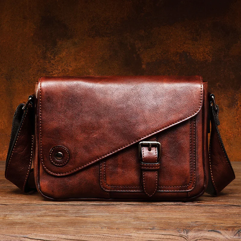 

Leather men's bag messenger bag casual tide brand handmade bag with leather shoulder bag men's shoulder bag