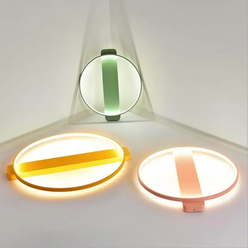 

Nordic simple creative ceiling lamp round led macaron personality modern iron bedroom children's lamp