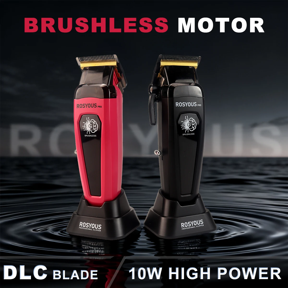 Professional Hair Clipper: RS-106S Brushless Motor with DLC Blade LED Display With Base Charger Precision Hair Trimmer for Men