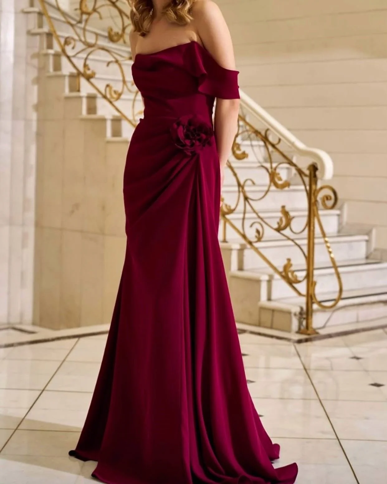 

Customized Sexy Jersey Mermaid 3D Flowers Evening Dress High Quality Sleeveless Strapless Floor Length Bespoke Occasion Gowns