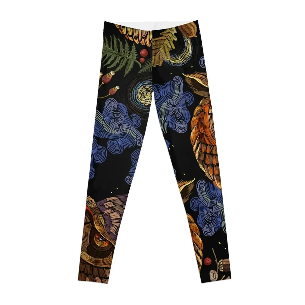 

owl embroidery pattern Leggings legging push up workout clothes for Womens Leggings