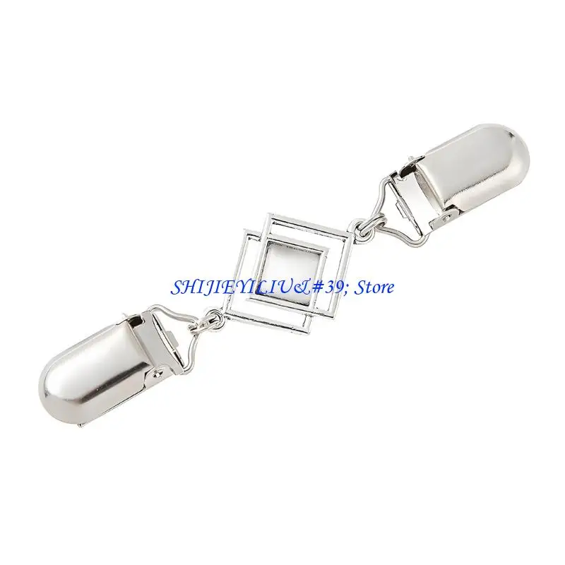 E21F Sturdy Metal Sweater Fastener With Shining Cats Eye Stone Design