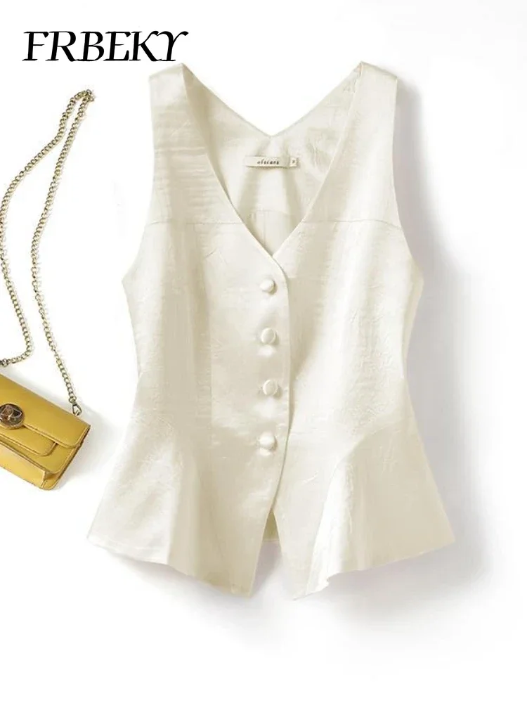 Chalecos elegantes para mujer, ropa interior de Color sólido, traje sin mangas con cuello en V, Tops de hombro, ropa de calle, chaqueta sin mangas para mujer, otoño