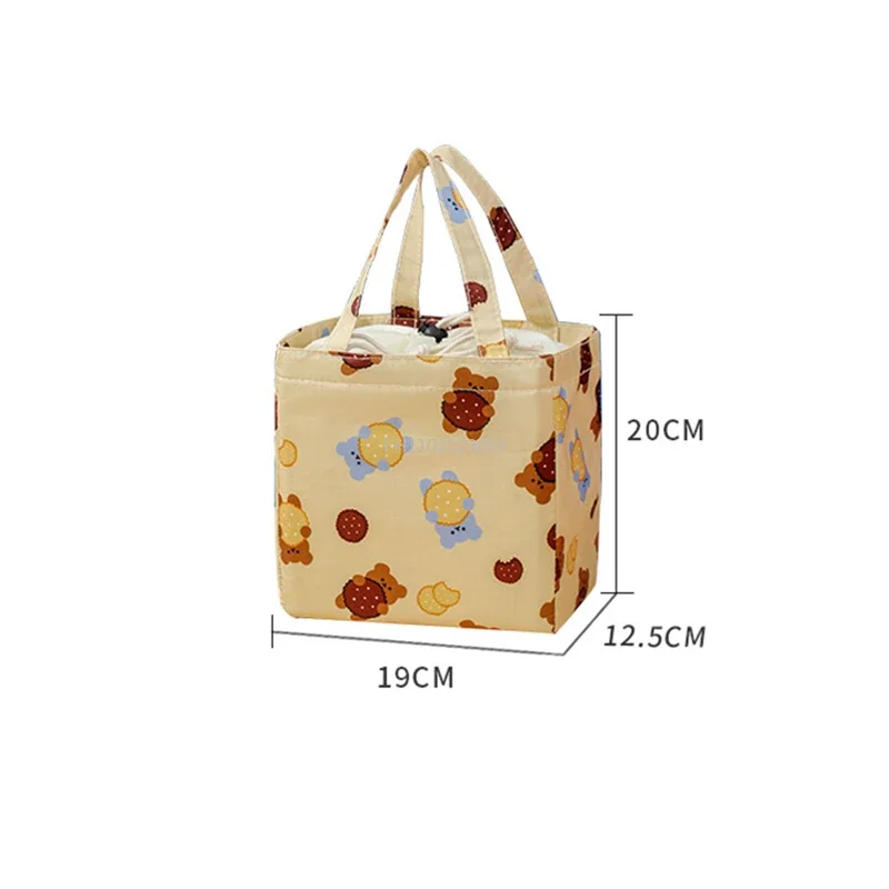 Drawstring Insulated Lunch Bag Thick Aluminium Foil Bento Box Cooler Handbags Picnic Dinner Container School Food Storage Bags