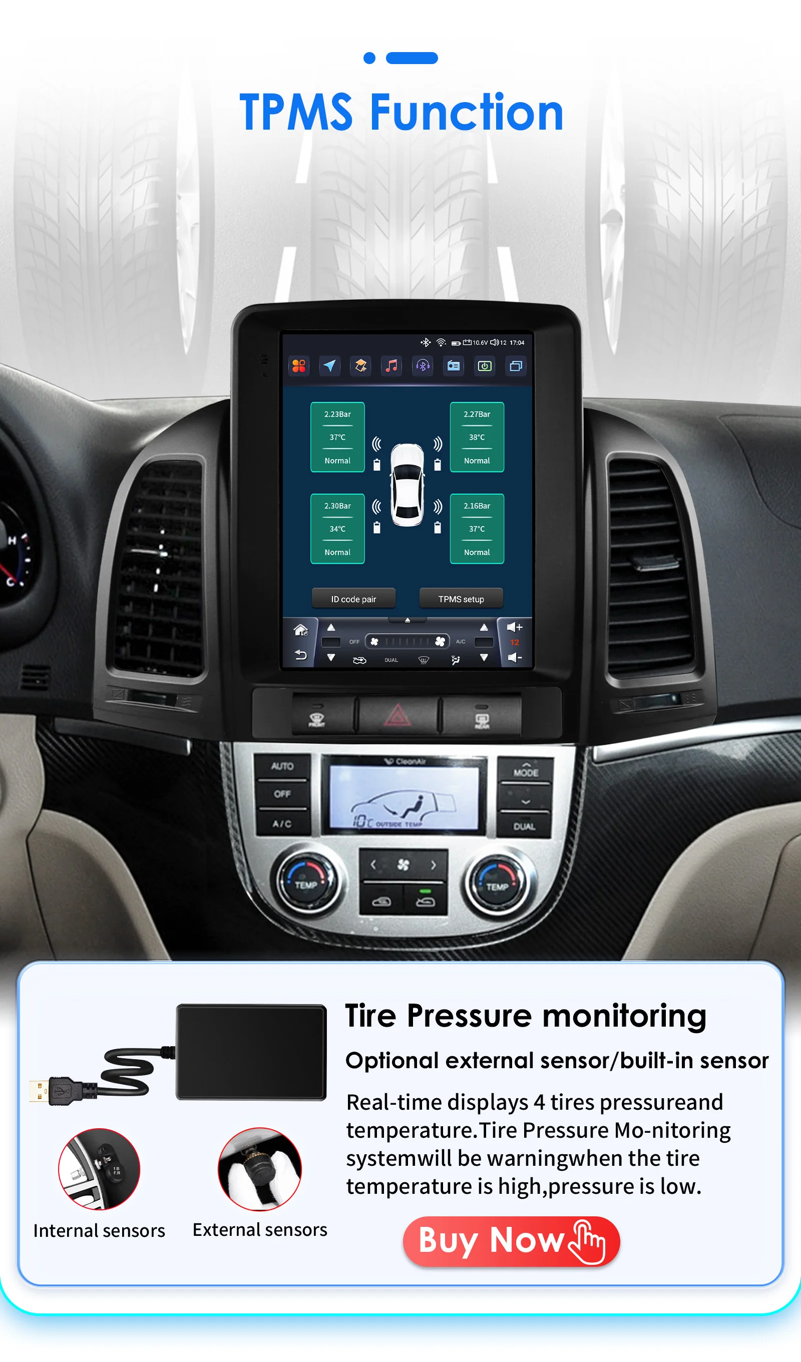 Hizpo 8Core 9,7 Zoll Autoelektronikgeräte für Hyundai Santa Fe 2 2006 - 2012 2-DIN-Headunit Carplay Radio Multimedia GPS WIFI – Detail 32