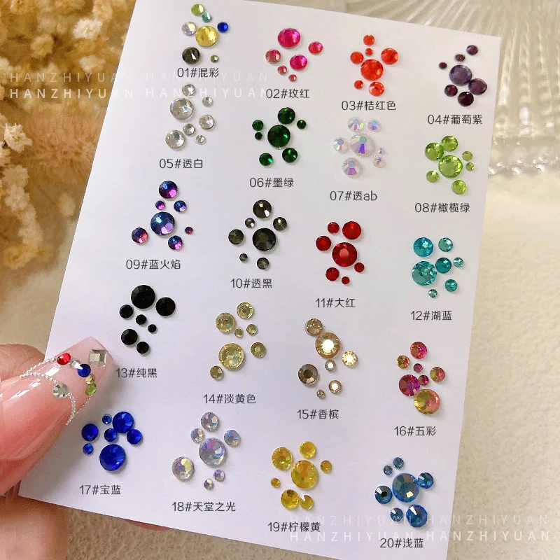 1440 pezzi Mix Size SS3-SS20 vari colorati Flatback Round Diamond Crystal Glass Nail Art strass decorazioni ciondoli per Manicure