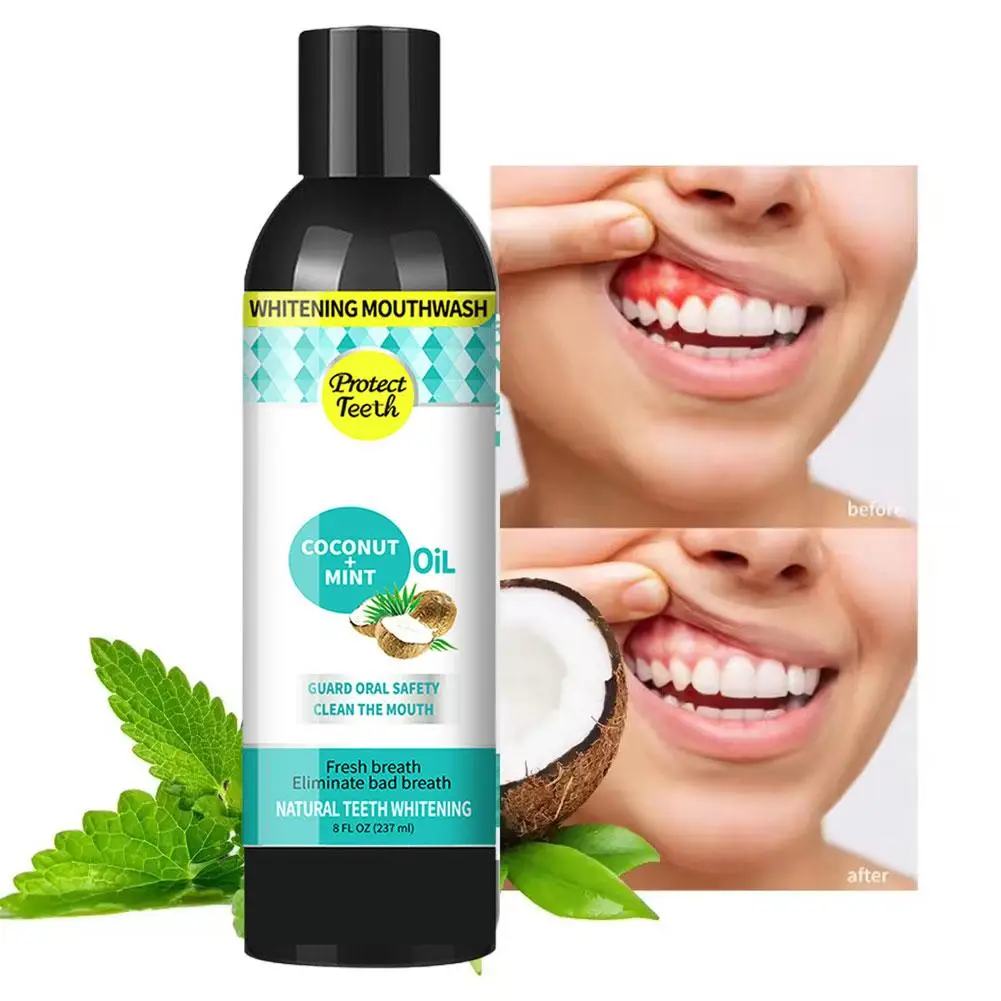 

237ml Coconut Oil Mouthwash For Bad Breath Oral Teeth Cleaning Tool With Tongue Scraper For Home Travel E1G8