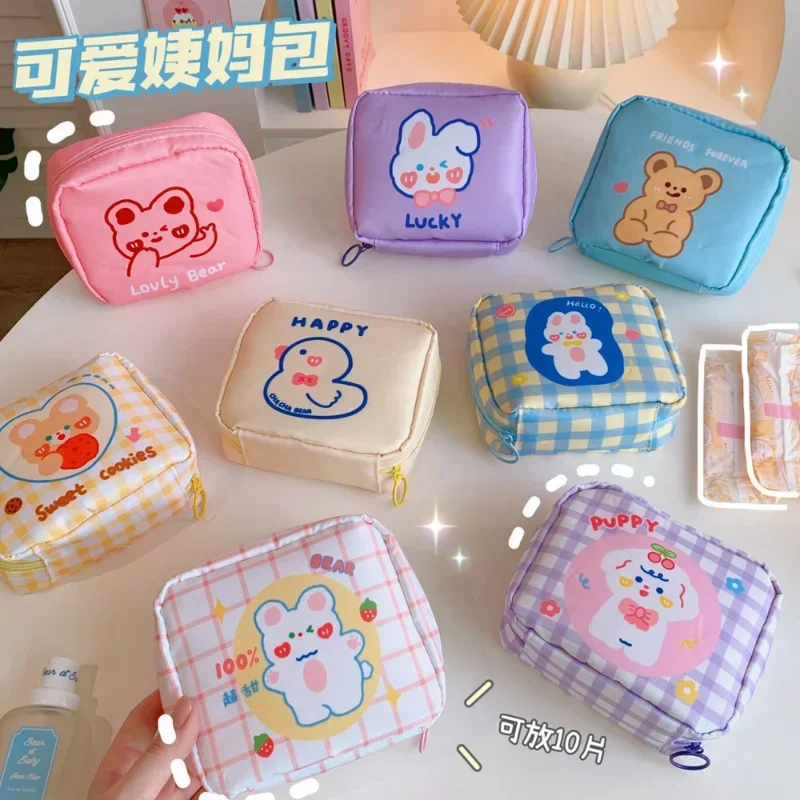 

Ins Kawai Cartoon Makeup Bags Eyeshadow Cosmetic Case Student Portable Carry-on Large-capacity Sanitary Napkin Storage Bags