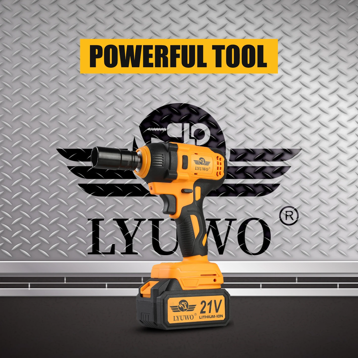 LYUWO Electric Wrench 420 Nm High Torque Air Cannon Brushless Lithium Battery Scaffolder Tire Repair Tool Impact Charging Board