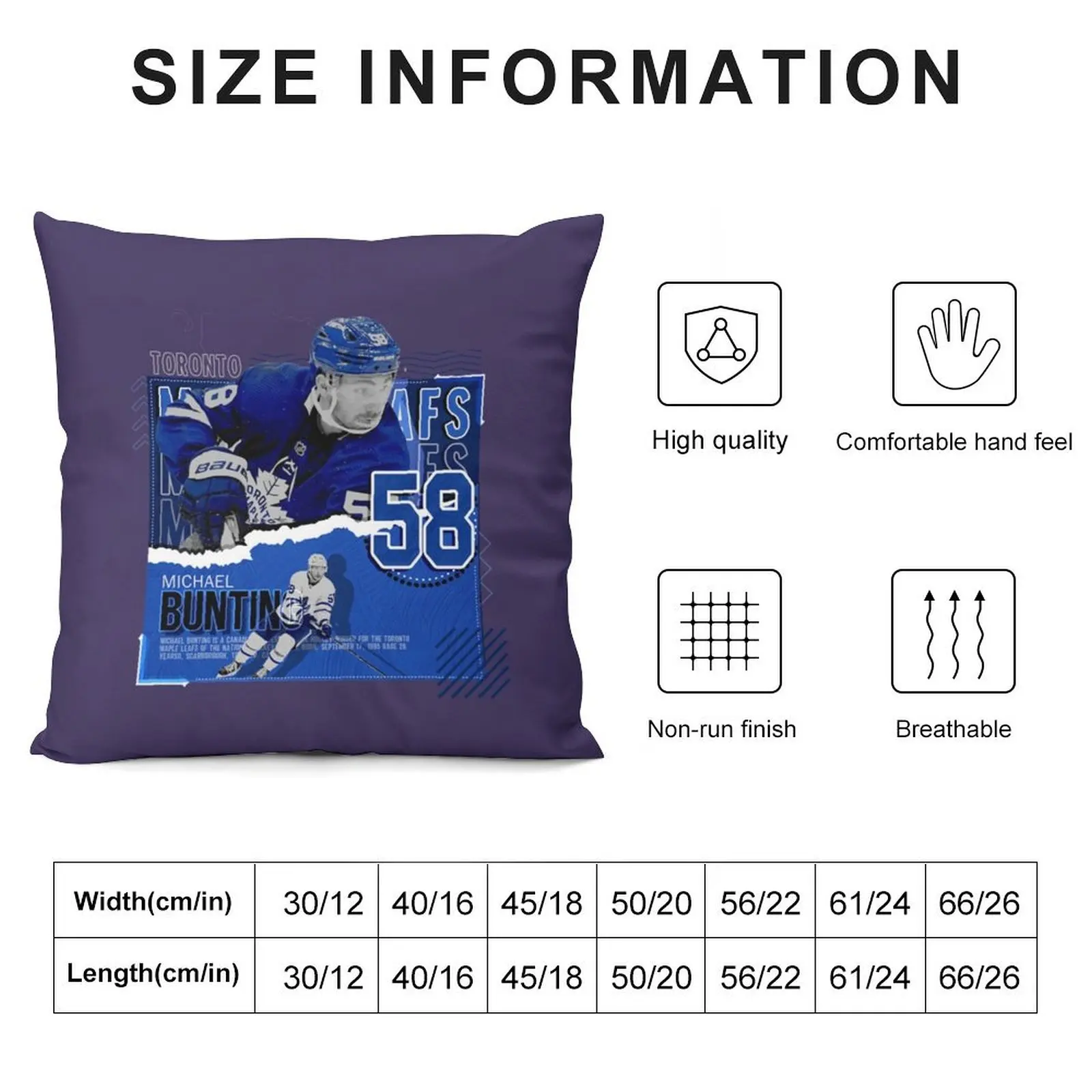 Michael Bunting Hockey Paper Poster Maple Leafs Throw Pillow Cushion Cover Set Plaid Sofa Cushions For Decorative Sofa pillow