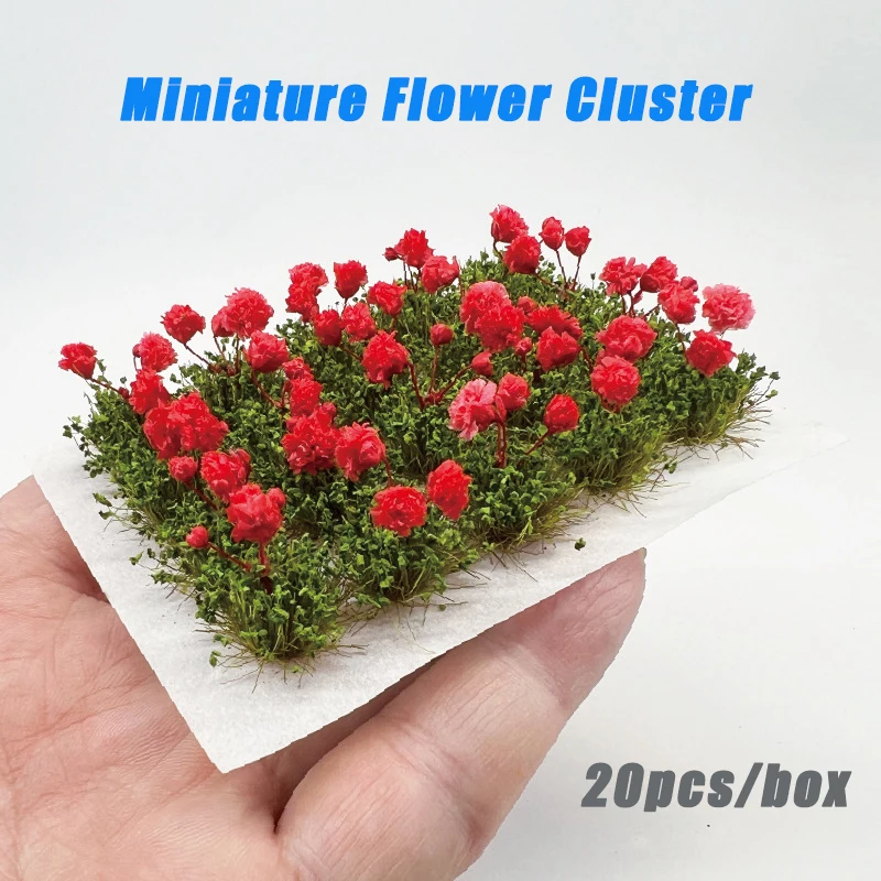 20Pcs/box Miniature Flower Cluster Ho N Toys Simulation Grass Tuft Military Scenery Decor Railway Train Layout for Diorama