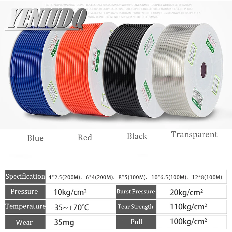 Tuyau Pneumatique Flexible en PU pour Compresseur, Tuyau de Rectransistors, Outil à Air, Collocation, Raccords de Type Européen, 1m, 5m, 10m, 8mm,