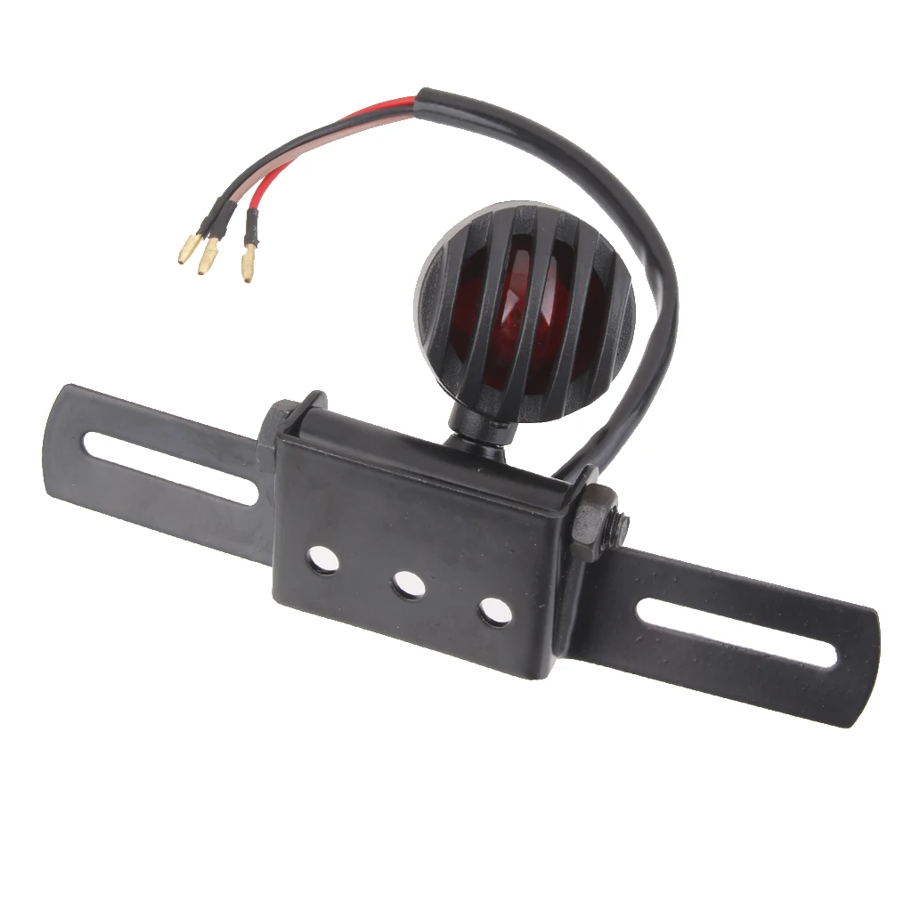 Motorcycle Brake Light Integrated Tail Stop Lamp Red Lens with Plate Lighting Metal Mount 12V for ATV Motorbike
