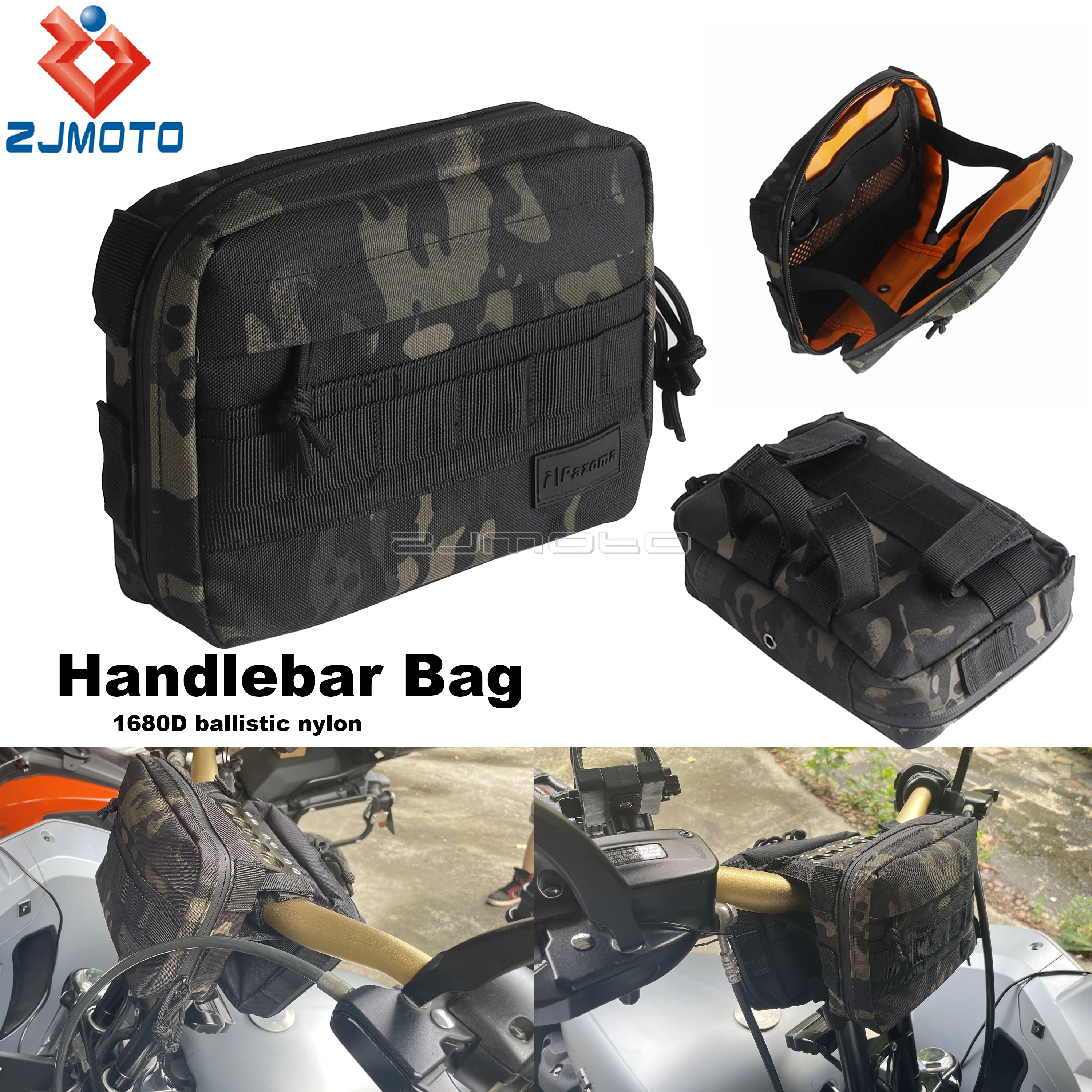 Motorbikes 1680D Ballistic Nylon Handlebar Storage Bag Waterproof Durable Universal Motorcyclel Front Bar Travel Tool Bag Case