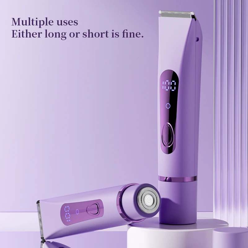 Women Electric Shaver Dual Head Bikini Trimmer Waterproof Body Hair Trimmer Facial Hair Remover for Bikini Underarm Leg Arm
