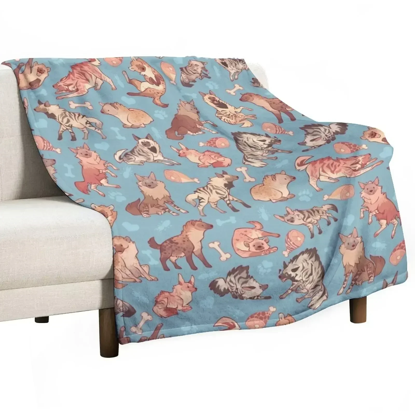 Hyenas in cerulean Throw Blanket Weighted Multi-Purpose Thins Blankets