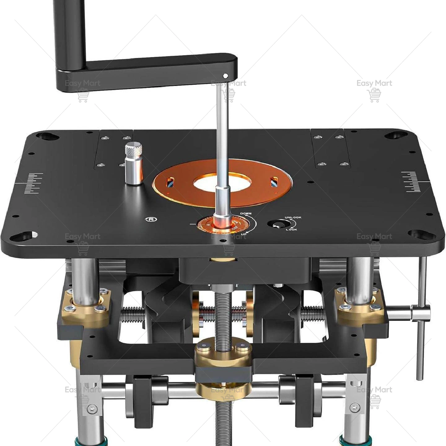 The router lift is suitable a diameter of 6.5 cm - 10.7 cm.