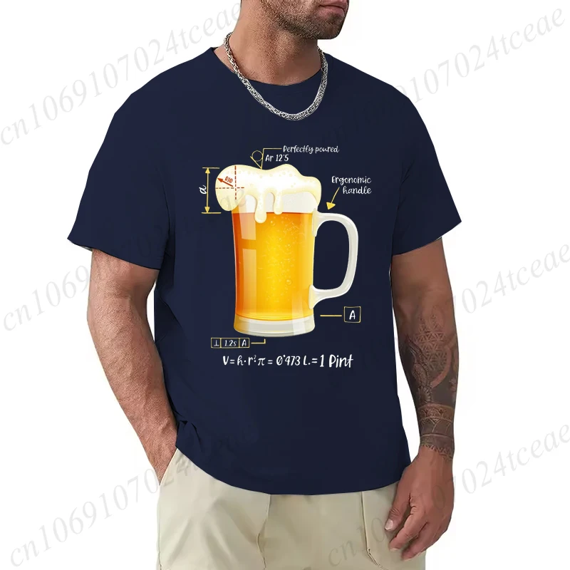 

Summer Men's Casual T-Shirts Technical Beer Mathematics Scientific Beer Party Alcohol Print Round Neck Short Sleeve T-shirt Top