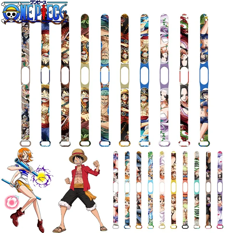 Cartoon One Piece Luffy Watchbands for Xiaomi Mi Band 7 6 5 4 3 Electronic Bracelet Mi3 Mi5 Mi7 Watch Band Anime Nami Wristband