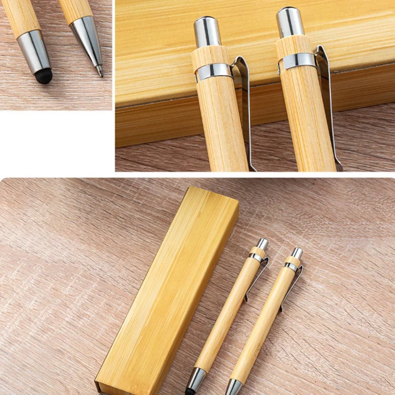 10Set Bamboo Multifunctional Touch Pen & Ballpoint Pen Office School Wrting Stationery Business Signature Ball Pens