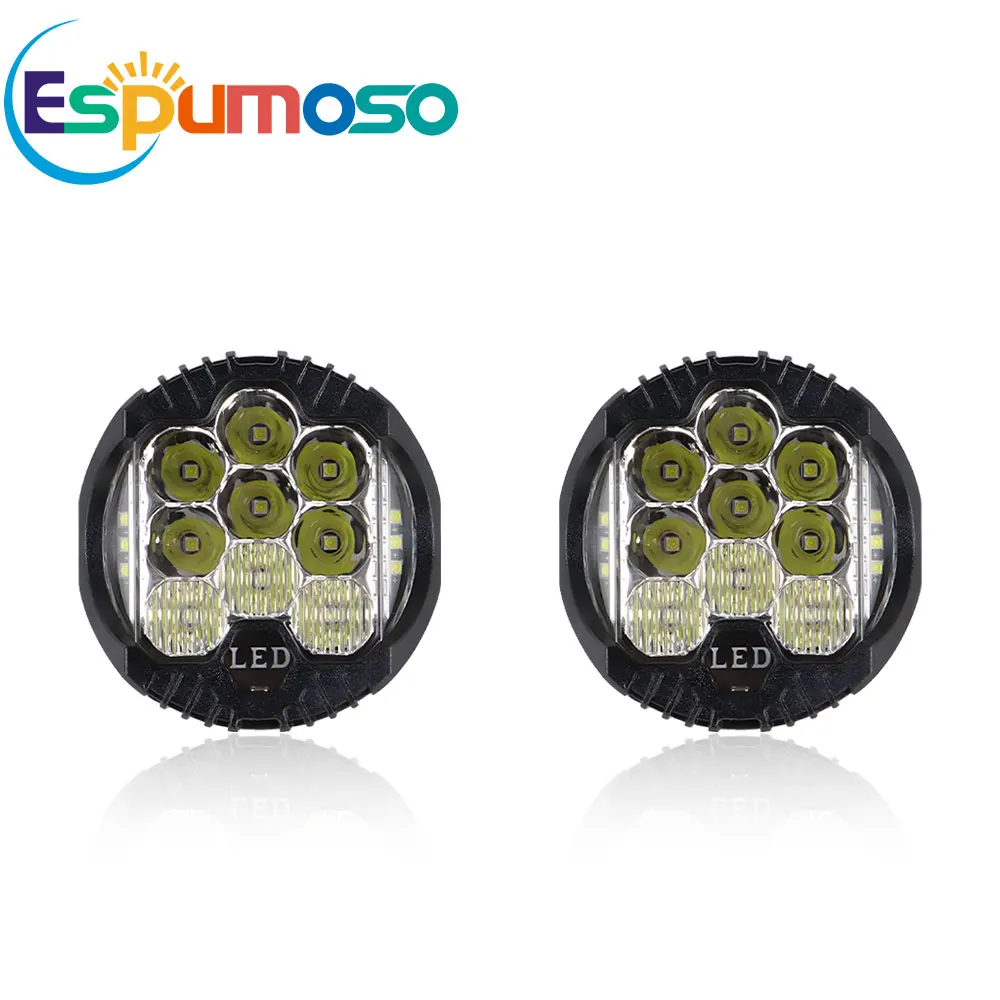 

7 lnch LED Headlights DRL Hi/Lo Beam 50W 9LEDS For Niva Motorcycle Lada Offroad 4x4 UAZ 12V 24V Amber White 5inch Work Light