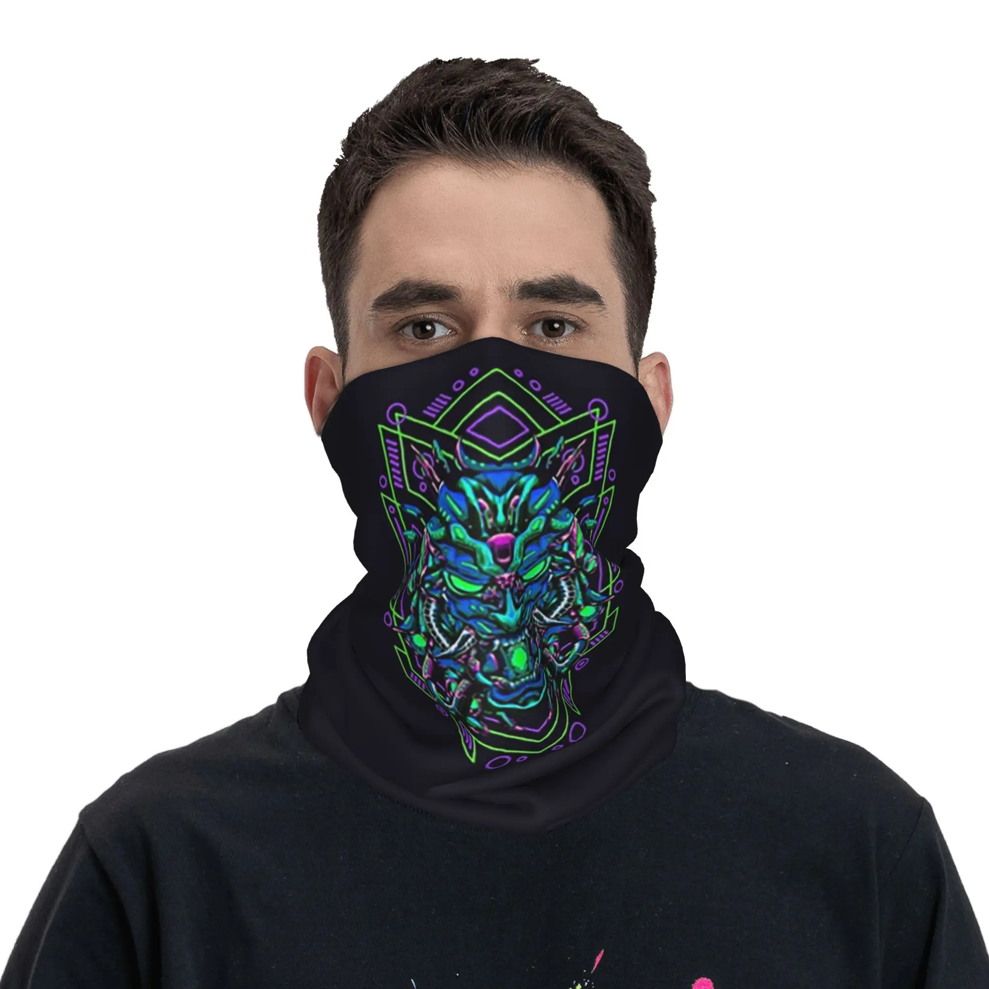 

Samurai Mecha-Inspired Japanese Art Devil Bandana Neck Cover Printed Magic Scarf Face Mask Riding Unisex Adult Winter