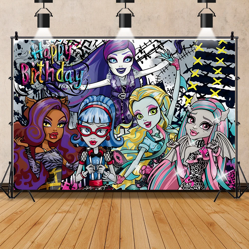 Disney Vampir Mädchen Hintergrund Geburtstag Party Banner Monster High Erwachsene Kinderzimmer Fotografie Dekor Studio Benutzerdefinierte Hintergrund