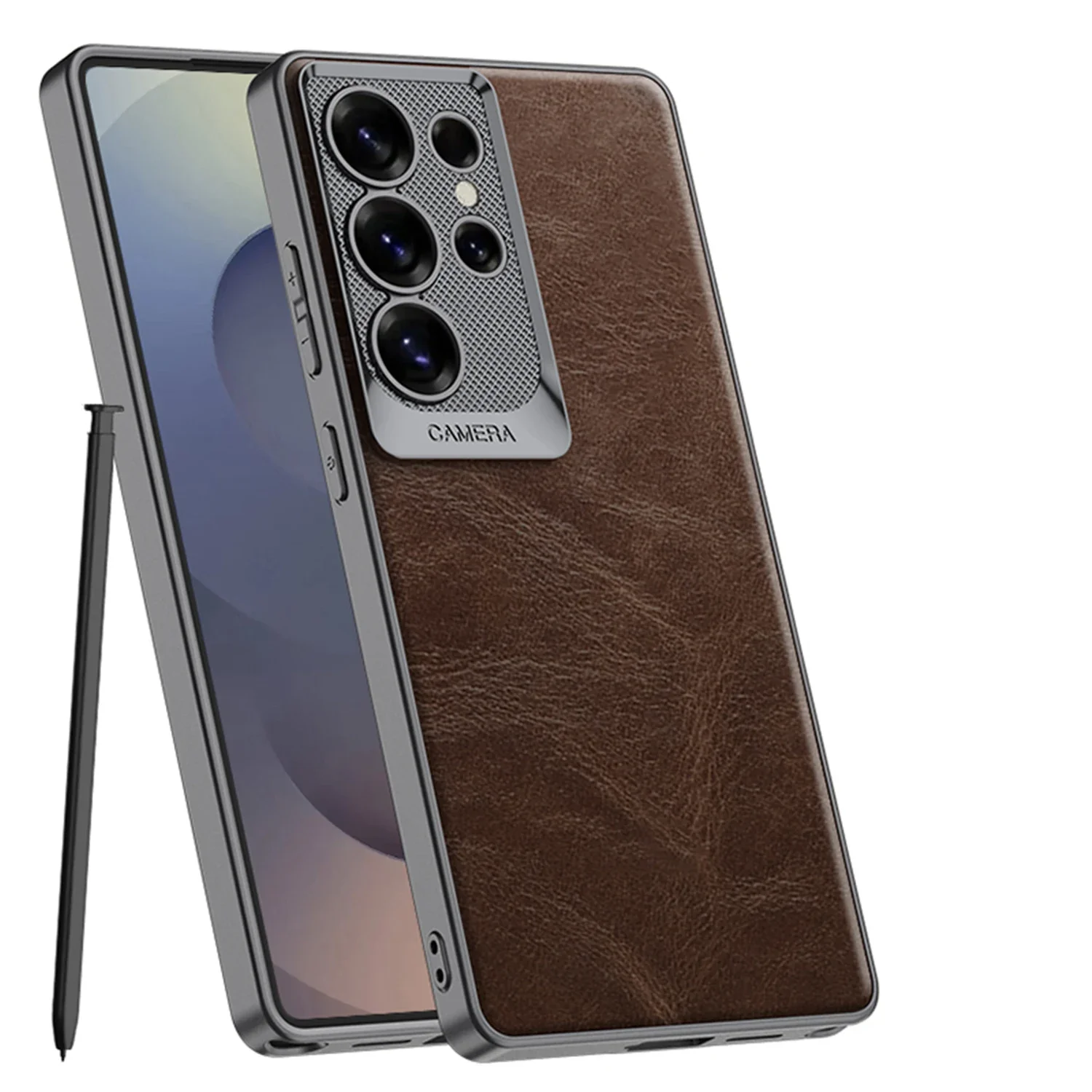 Роскошный кожаный чехол RICKE с масляным воском для Samsung Galaxy S25 S24 S23 Ultra Plating, защитный чехол для камеры S25Ultra, тонкий жесткий чехол