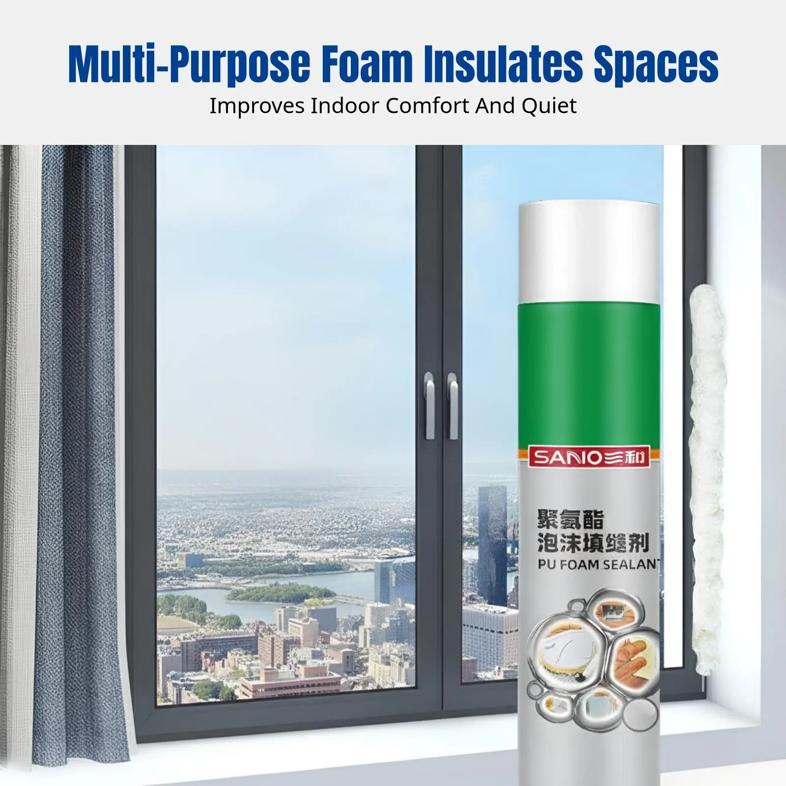 Waterproof Polyurethane Foam Sealant, Firm Expanding Filler, Opening Gap Insulation, Multi-Scene Caulking