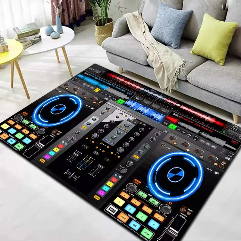 DJ Controller Mixer Print Flannel Area Rug Non‑Slip Soft Floor Mat For Couch Bedroom Living Room  Indoor Home Cozy Decor Gift