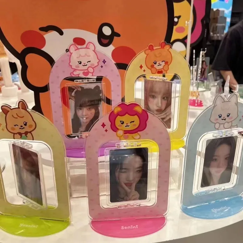 Kpop Gidle Cartoon Acrylic Card-inserted Rotatable Stand Figure MIYEON MINNIE SOYEON YUQI SHUHUA Double Layer Desktop Ornaments