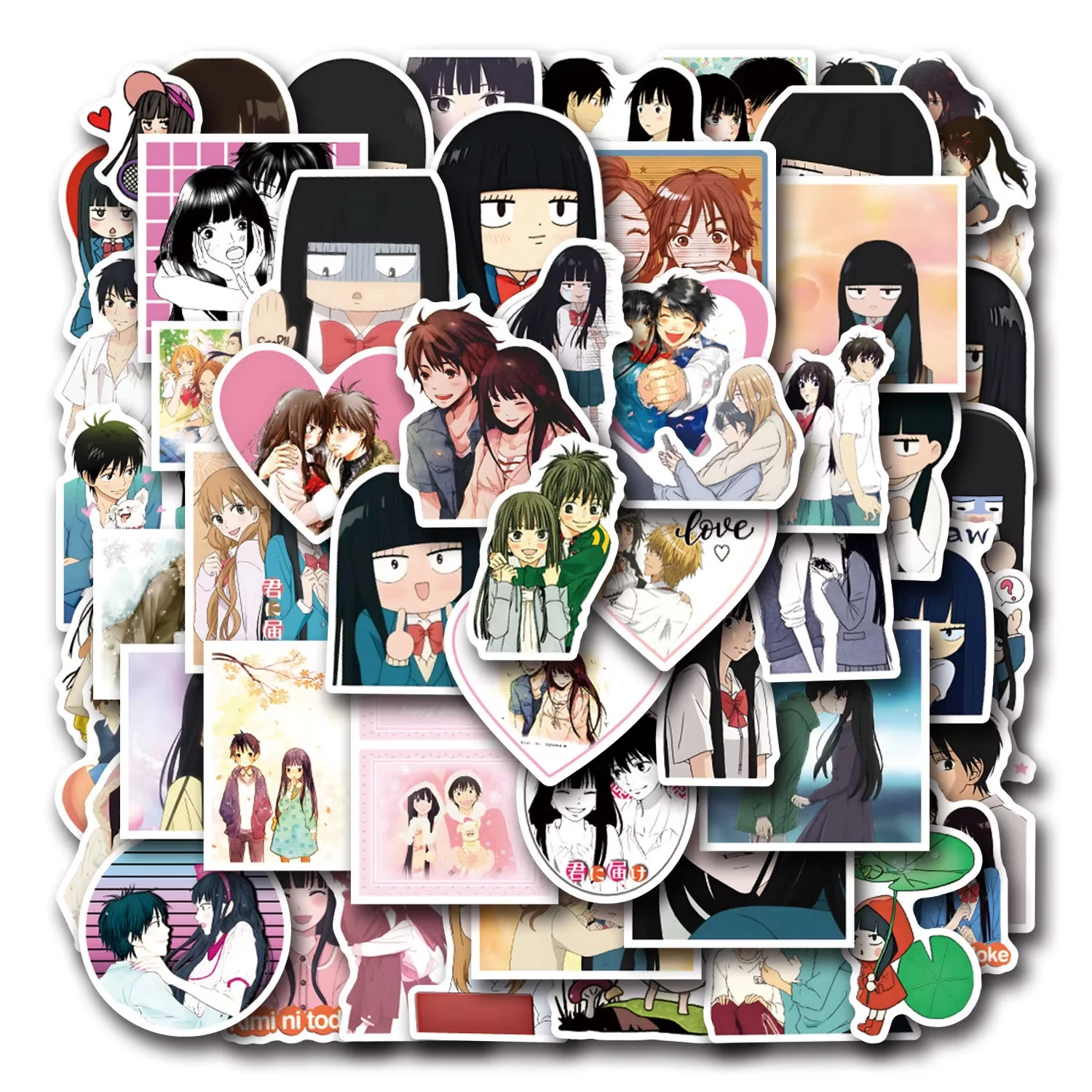 50pcs/set Anime Kimi Ni Todoke Stickers Sawako Kuronuma Kazehaya Shouta Sticker Notebook Luggage Laptop Decals