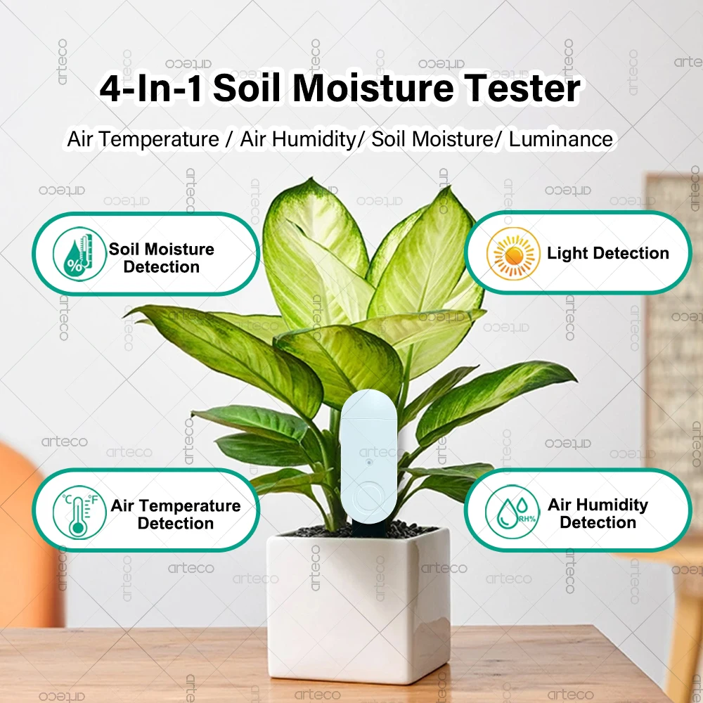 Zigbee Smart Soil Moisture Sensor,illuminance Temperature Humidity Detector Moisture Tester For Tuya Home Assistant Zigbee2MQTT