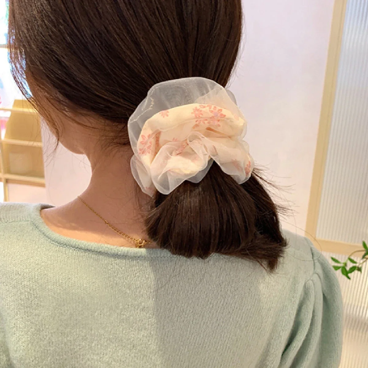 

1pcs New Summer Net Gauze Feeling Meatball Head Large Intestine Hair Ring Headdress Apparel Accessories