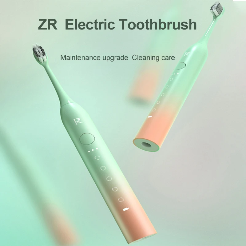 ZR Sonic Electric Toothbrush Set USB Rechargeable IPX7 Waterproof Automatic Ultrasonic Adult Teethbrush 7 Replacement Brush Head