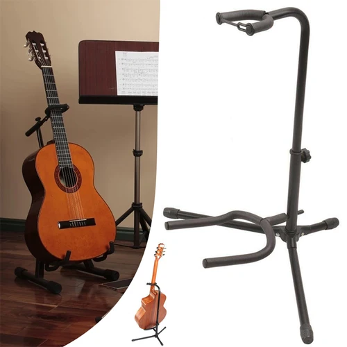 Imagen 1 del producto Soporte Vertical para guitarra, plegable, elevable, soporte de exhibición para guitarra eléctrica popular, Ukelele, Pipa, bajo, soporte de suelo, accesorios para instrumentos