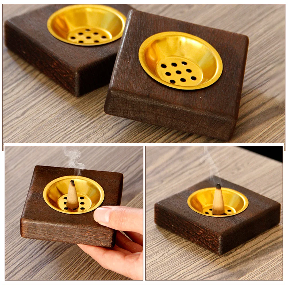 

Wooden Incense Holder Flat Bottom Tabletop Censer For Cone Stick Aromatherapy Yoga Meditation Decor Home Ornament Vintage