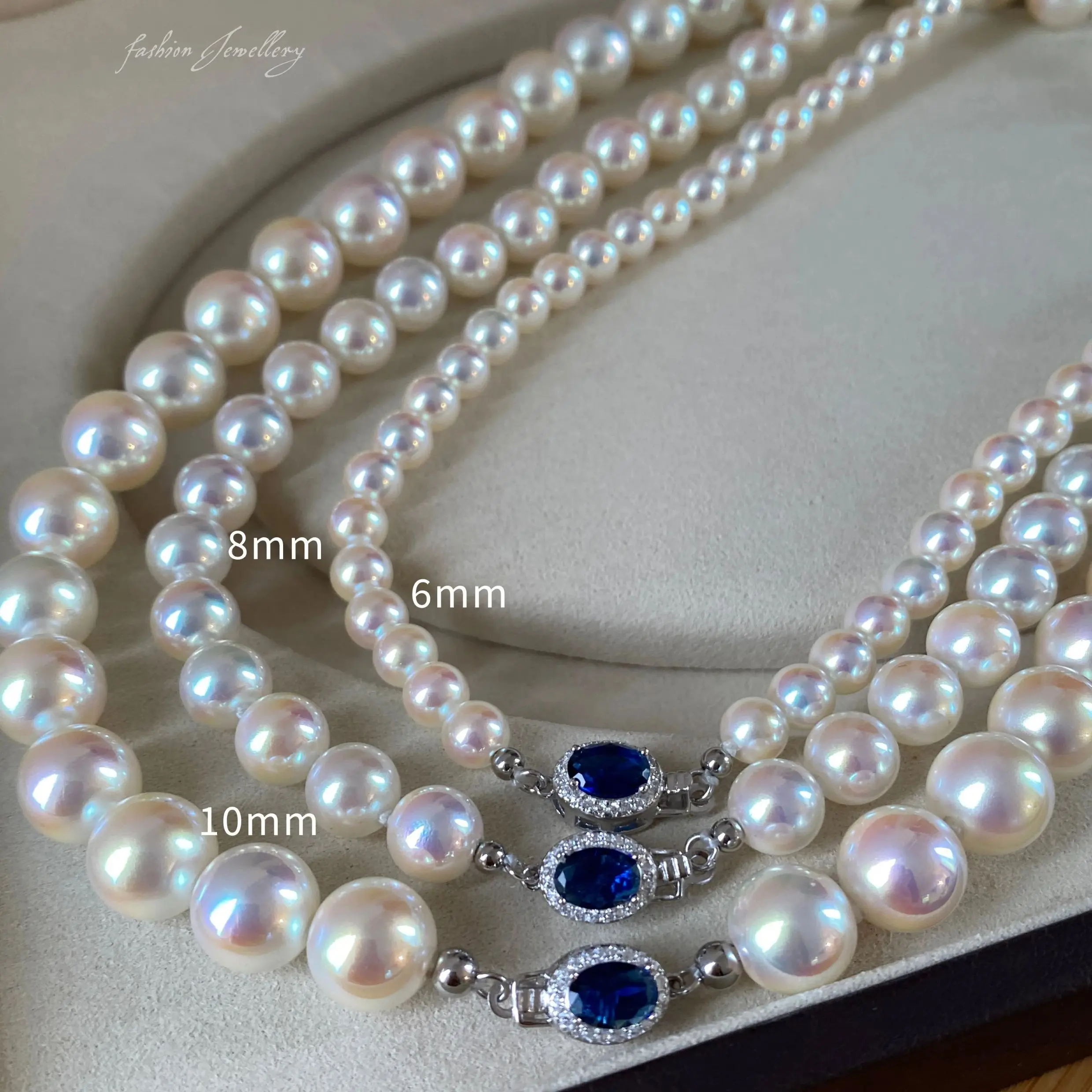 New Tech Artificial Crystal Pearls (Not natural pearls) Japan Akoya Pearls Necklace