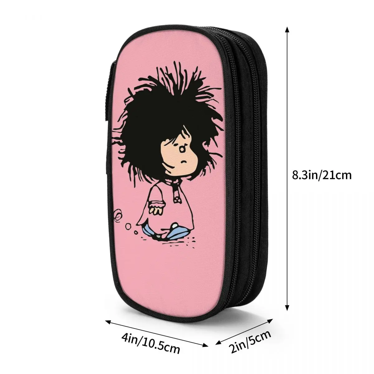 Large Capacity Pen Box Sleepy Mafalda Funny Office Accessories Double Layer Pencil Box Women Make Up Bag Gift