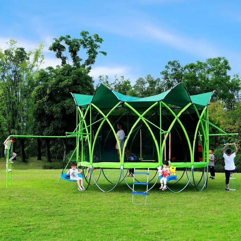 Kids Large Outdoor Trampoline 8ft 10ft 12ft 14ft with Safety Net Swing Chair Climbing Ladder for Kids