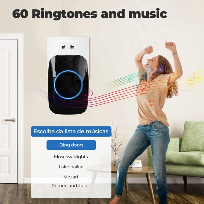 Best-Self Powered Wireless Doorbell ไม่มีแบตเตอรี่กันน้ํากระดิ่งประตูแหวนสําหรับเด็กผู้สูงอายุ Caller