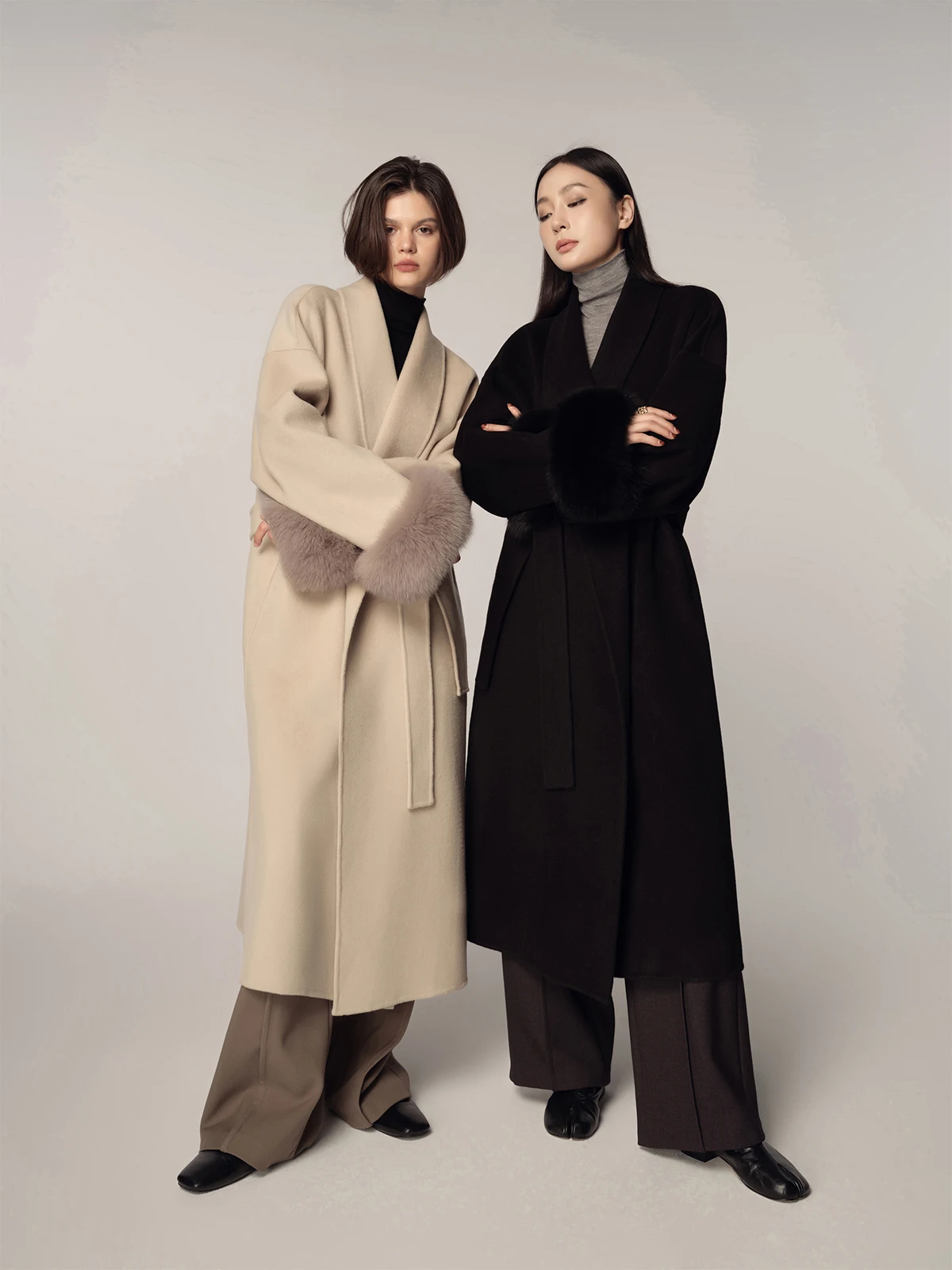 

Пальто ZhouMiao из 100% шерсти, двустороннее, женское, осенне-зимнее, со съемным натуральным мехом, для повседневной носки, простое, с длинными рукавами